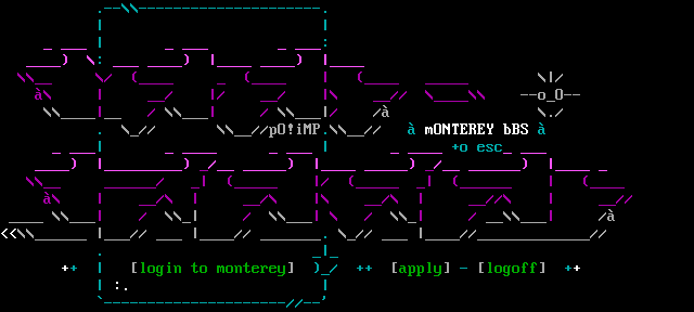 Monterey BBS: screen 2, 18 rows