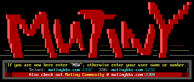 Mutiny BBS (1): screen 1, 17 rows