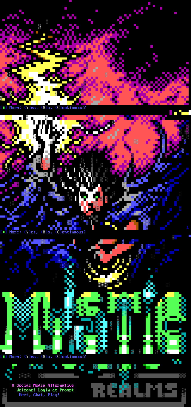 Mystic Realms: its own screen, 85 rows