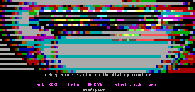 Needspace BBS: screen 1, 19 rows