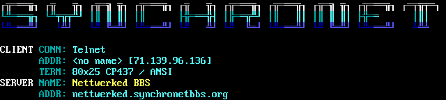 Nettwerked BBS: screen 1, 9 rows
