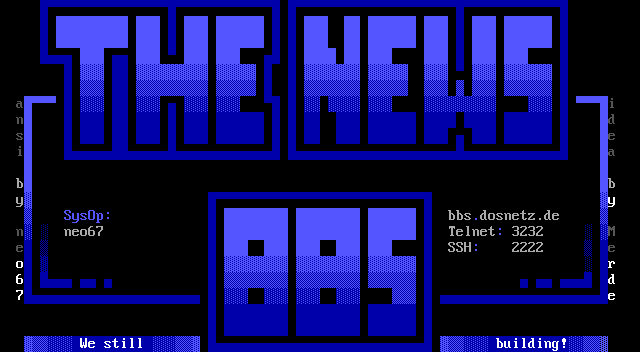 News BBS: its own screen, 22 rows