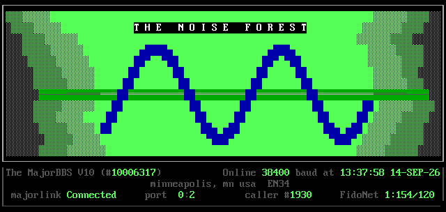 Noise Forest BBS: its own screen, 19 rows