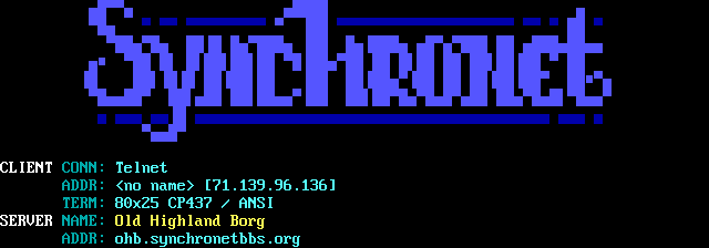 Old Highland Borg: its own screen, 14 rows
