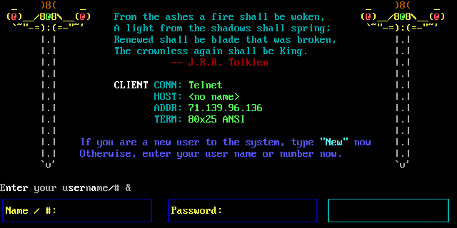 Palantir BBS: screen 2, 20 rows