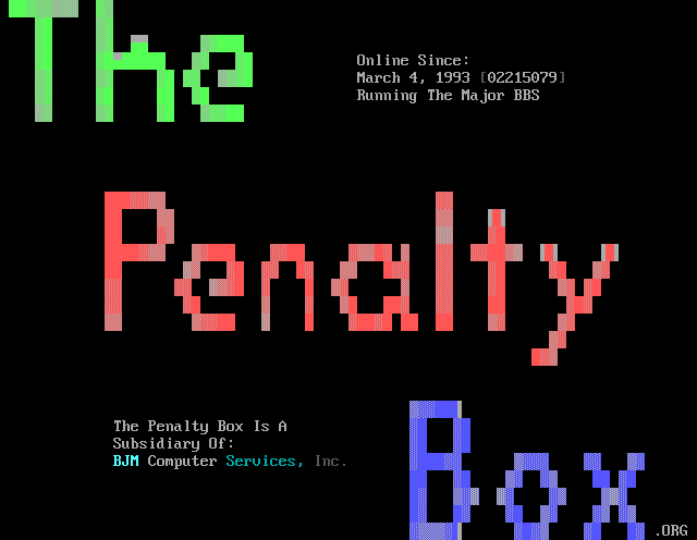 Penalty Box BBS: its own screen, 31 rows