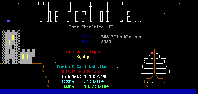 Port of Call BBS (Synchronet): screen 2, 19 rows