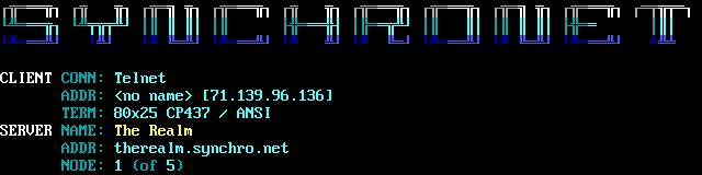 Realm BBS: screen 1, 10 rows