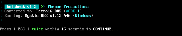 Retro16 BBS: screen 3, 8 rows
