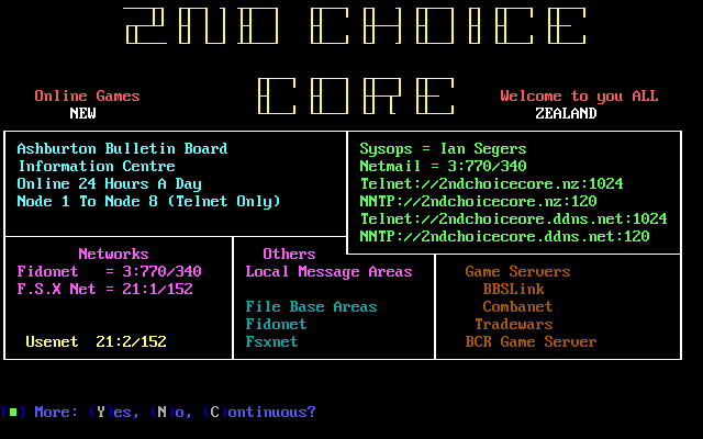 Choice Core BBS (2nd): its own screen, 25 rows