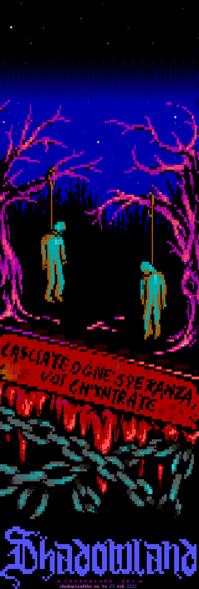 Shadowland BBS: its own screen, 118 rows
