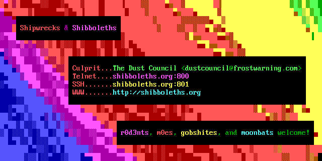Shipwrecks & Shibboleths: its own screen, 20 rows