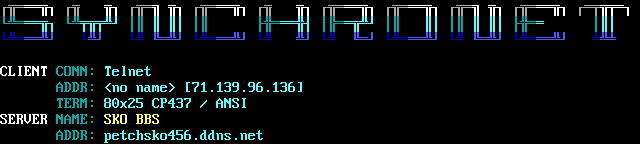 SKO BBS: its own screen, 9 rows