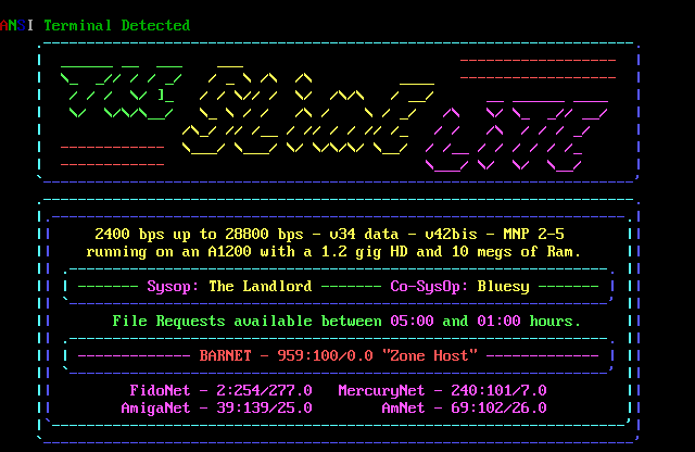 Slimelite BBS: its own screen, 26 rows