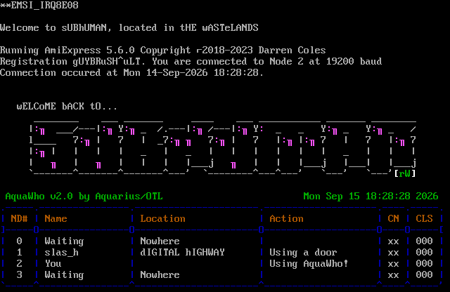 Subhuman: its own screen, 26 rows
