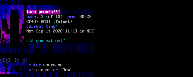 Taco Pronto: its own screen, 16 rows