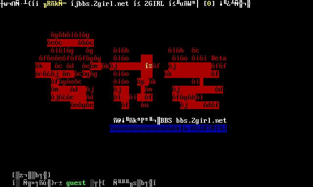 Two Girl BBS: screen 1, 24 rows