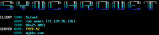 Type-42 BBS: screen 1, 9 rows