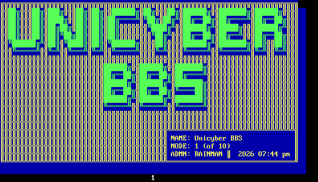 Unicyber BBS: its own screen, 23 rows