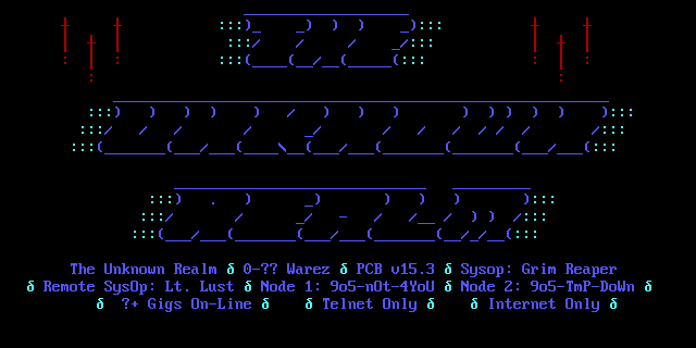 Unknown Realm (PCBoard): screen 2, 20 rows