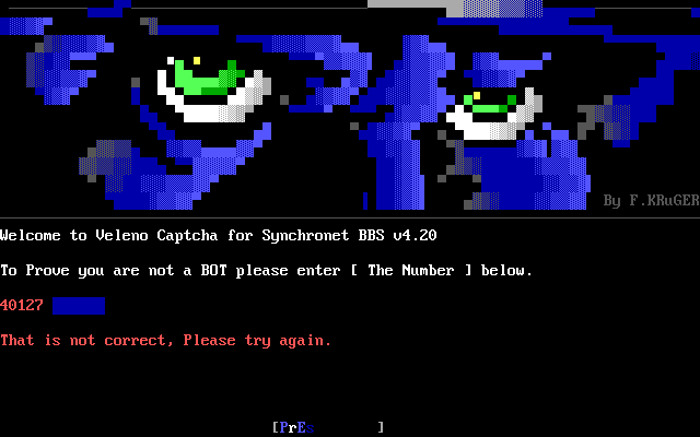 Veleno BBS: its own screen, 25 rows
