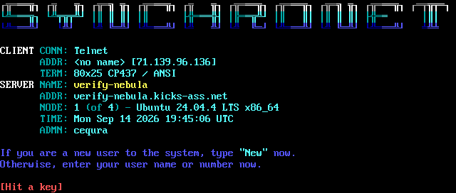 Verify-Nebula: its own screen, 17 rows