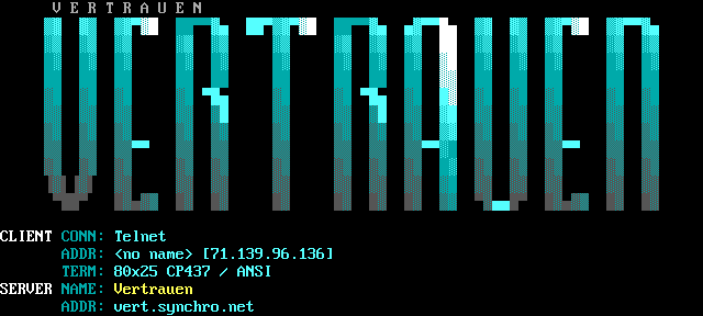 Vertrauen: its own screen, 18 rows