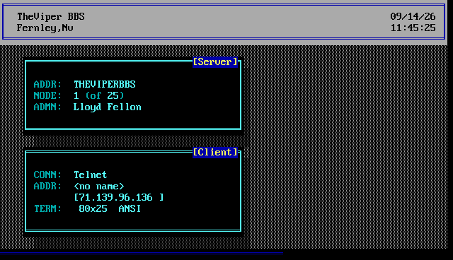 Viper BBS, The: screen 3, 23 rows