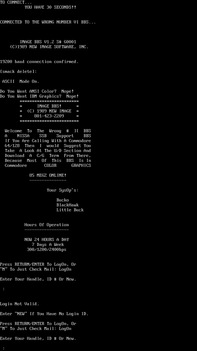 Wrong Number ][ BBS Retro 1993!!: its own screen, 71 rows